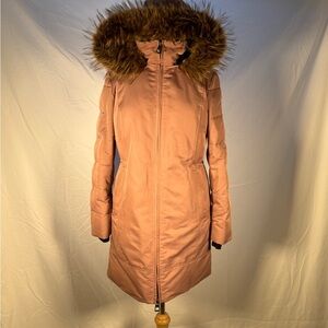 Women's Blush Faux Fur-Trimmed Hooded Coat